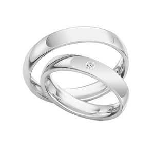 Paarringe Silber Eheringe poliert 925 Gravur Zirkonia...