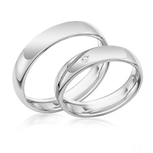 Paarringe Silber Eheringe poliert 925 Gravur Zirkonia...