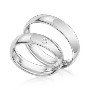 Paarringe Silber Eheringe poliert 925 Gravur Zirkonia...