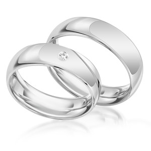 Paarringe Silber Eheringe poliert 925 Gravur Zirkonia...