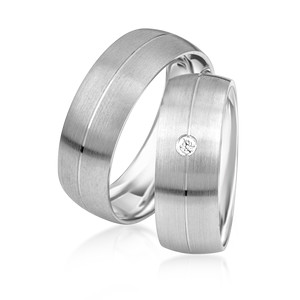 Paarringe Silber Eheringe längsmattiert 925 Gravur...