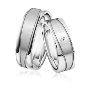 Paarringe Silber Eheringe längsmattiert 925 Gravur...