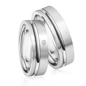 Paarringe Silber Eheringe längsmattiert 925 Gravur...