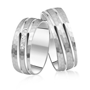 Paarringe Silber Eheringe längsmattiert 925 Gravur...