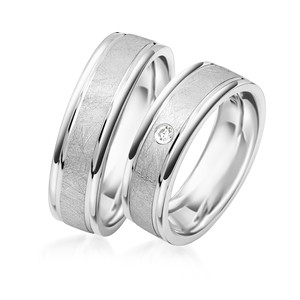 Paarringe Silber Eheringe mattiert 925 Gravur Zirkonia...