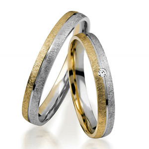 Goldhaus Trauringe Paarringe Eismatt Gelb-/Weißgold -...