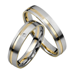 Goldhaus Trauringe Paarringe längsmatt Gelb/-Weißgold -...
