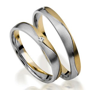 Goldhaus Trauringe Paarringe längsmatt Gelb/-Weißgold -...