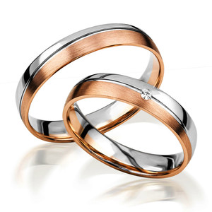 Goldhaus Trauringe Paarringe längsmatt Rosé/-Weißgold -...