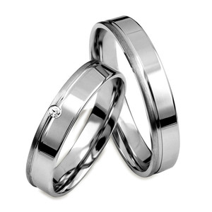 Goldhaus Trauringe Paarringe längsmatt Weißgold - S159...