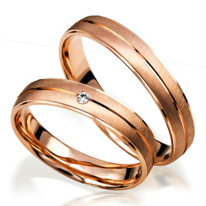 Goldhaus Trauringe Paarringe quermatt Roségold - S158...