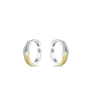 Gisser Creolen Bi-Color vergoldetes Silber mit Zirkonia...