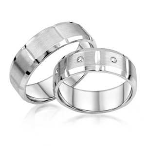 Paarringe Silber Eheringe längsmattiert 925 Gravur...