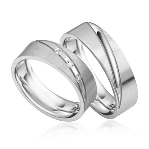 Paarringe Silber Eheringe längsmattiert 925 Gravur...