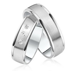 Paarringe Silber Eheringe längsmattiert 925 Gravur...