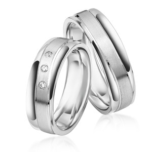 Paarringe Silber Eheringe längsmattiert 925 Gravur...