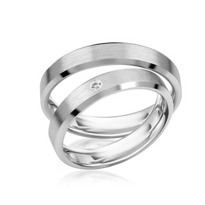 Paarringe Silber Eheringe längsmatt 925 Gravur Zirkonia...