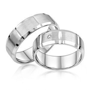 Paarringe Silber Eheringe längsmattiert 925 Gravur...