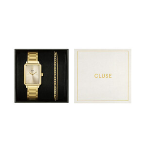 Geschenkbox - Fluette Damenuhr in Gold und Armband in...